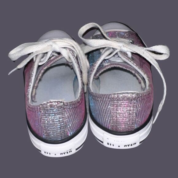 Little Kid Converse CTAS Space Star Ox Silver Glitter Sparkle SNEAKERS Size 13.5 - Picture 3 of 7